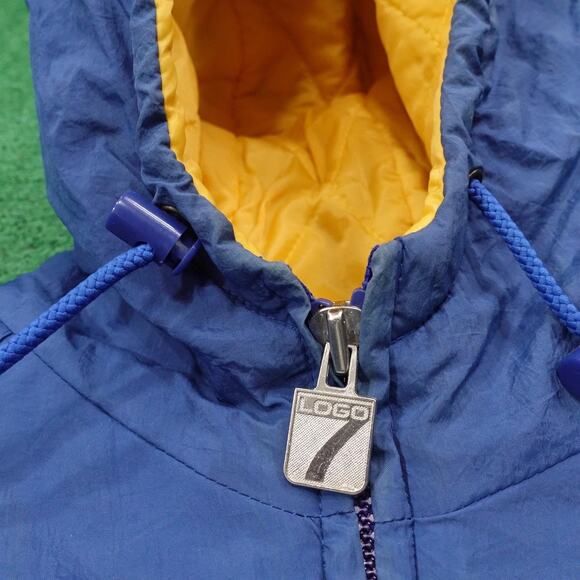 Vintage St. Louis Rams Puffer Jacket Mens Blue NFL Football Hooded Logo 7 90s - Picture 3 of 16